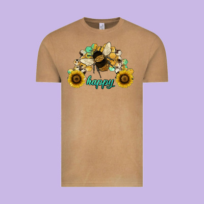 Bee Happy Honey Comb Vintage Tee Designed By Jahusdesignshop