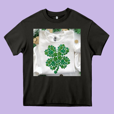 Shamrock Patterned Clothing Heavy Core Tee Designed By Maliassmallbusiness