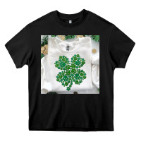 Black shamrock patterned clothing Heavy Core Tee - MaliasSmallBusiness
