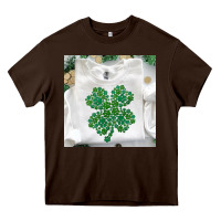 Chocolate Brown shamrock patterned clothing Heavy Core Tee - MaliasSmallBusiness