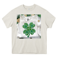 Cream shamrock patterned clothing Heavy Core Tee - MaliasSmallBusiness