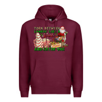 Burgundy torn between lookin like a snack and eatin one Premium Hoodie - FaDigitalArtStudio