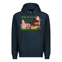 Navy torn between lookin like a snack and eatin one Premium Hoodie - FaDigitalArtStudio