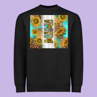 Western Mother's Day Mimi With Turquoise And Sunflowers And Leopard Tu Heavyweight Sweatshirt Designed By Tumblerdesignbyshophia