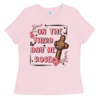 Bubblegum Pink on the third day  he rose Ladies Tee - MaliasSmallBusiness