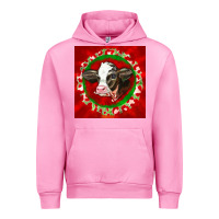 Fuchsia Pink christmas holstein calf face Urban Hoodie - LillyAllenDesigns