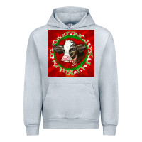 Heather Grey christmas holstein calf face Urban Hoodie - LillyAllenDesigns