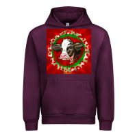 Mauve Wine christmas holstein calf face Urban Hoodie - LillyAllenDesigns