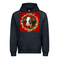 Navy christmas holstein calf face Urban Hoodie - LillyAllenDesigns