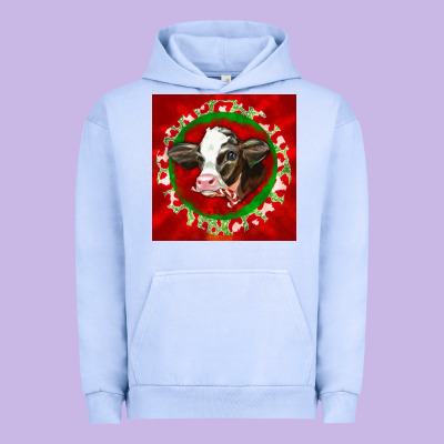 Christmas Holstein Calf Face Urban Hoodie Designed By Lillyallendesigns