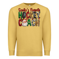 Antique Gold Santa's Favorite Hockey Coach For Christmas Premium Sweatshirt - FaDigitalArtStudio