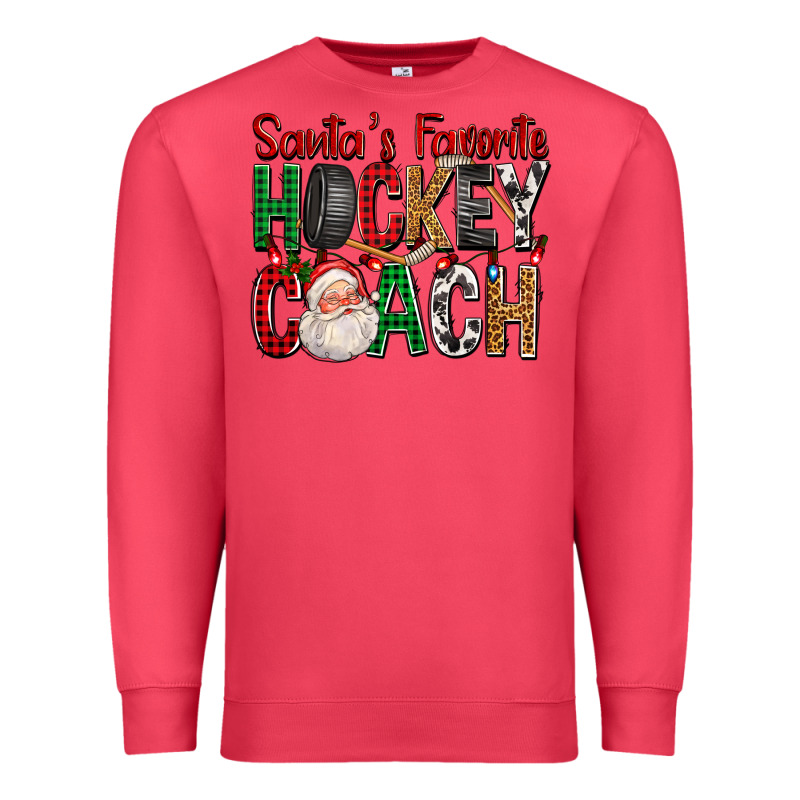 Santa's Favorite Hockey Coach For Christmas Premium Sweatshirt by FaDigitalArtStudio | Teevron