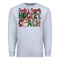 Heather Grey Santa's Favorite Hockey Coach For Christmas Premium Sweatshirt - FaDigitalArtStudio