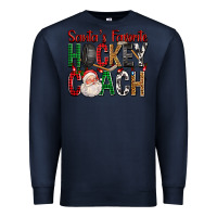 Navy Santa's Favorite Hockey Coach For Christmas Premium Sweatshirt - FaDigitalArtStudio