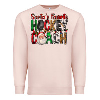 Pale Pink Santa's Favorite Hockey Coach For Christmas Premium Sweatshirt - FaDigitalArtStudio