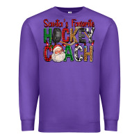 Purple Santa's Favorite Hockey Coach For Christmas Premium Sweatshirt - FaDigitalArtStudio