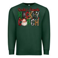 Sports Green Santa's Favorite Hockey Coach For Christmas Premium Sweatshirt - FaDigitalArtStudio