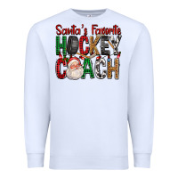 White Santa's Favorite Hockey Coach For Christmas Premium Sweatshirt - FaDigitalArtStudio