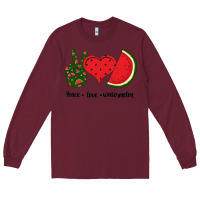 Burgundy Peace Love Watermelon Long Sleeve Tee - Bettercallsaul