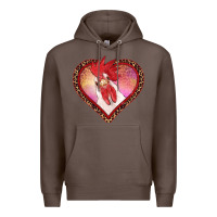 Coffee valentines day rooster with leopard heart Premium Hoodie - RanaPortraitStore