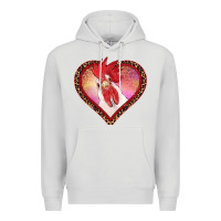 Dove Grey valentines day rooster with leopard heart Premium Hoodie - RanaPortraitStore