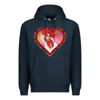 Navy valentines day rooster with leopard heart Premium Hoodie - RanaPortraitStore
