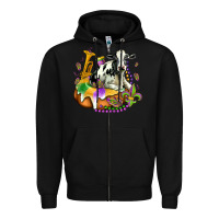 Black holstein mardi gras Zipper Hoodie - OliviaCreatesArt