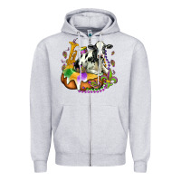 Heather Grey holstein mardi gras Zipper Hoodie - OliviaCreatesArt