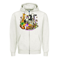 Oatmeal Heather holstein mardi gras Zipper Hoodie - OliviaCreatesArt