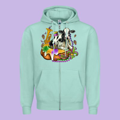 Holstein Mardi Gras Zipper Hoodie Designed By Oliviacreatesart