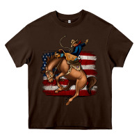 Chocolate Brown Bucking Bronco Heavy Core Tee - Jasminsmagicworld