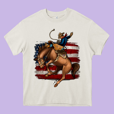 Bucking Bronco Heavy Core Tee Designed By Jasminsmagicworld