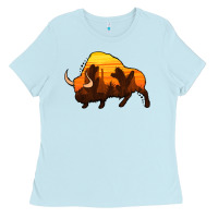 Baby Blue western bison Ladies Tee - Jasminsmagicworld