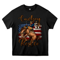 Black Cowboy Up Rodeo Bucking Bronco Heavy Core Tee - Jasminsmagicworld