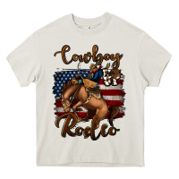 Cream Cowboy Up Rodeo Bucking Bronco Heavy Core Tee - Jasminsmagicworld