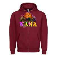 Burgundy basketball nana Zipper Hoodie - OliviaCreatesArt