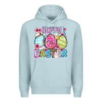 Blue Mist Happy Easter eggs Premium Hoodie - OliviaCreatesArt