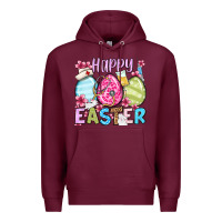 Burgundy Happy Easter eggs Premium Hoodie - OliviaCreatesArt