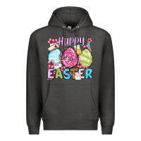 Charcoal Heather Happy Easter eggs Premium Hoodie - OliviaCreatesArt