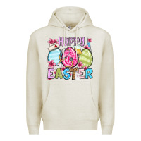 Oatmeal Heather Happy Easter eggs Premium Hoodie - OliviaCreatesArt