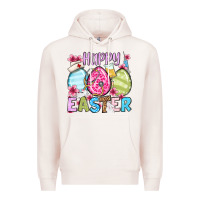 Pale Pink Happy Easter eggs Premium Hoodie - OliviaCreatesArt