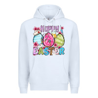 White Happy Easter eggs Premium Hoodie - OliviaCreatesArt