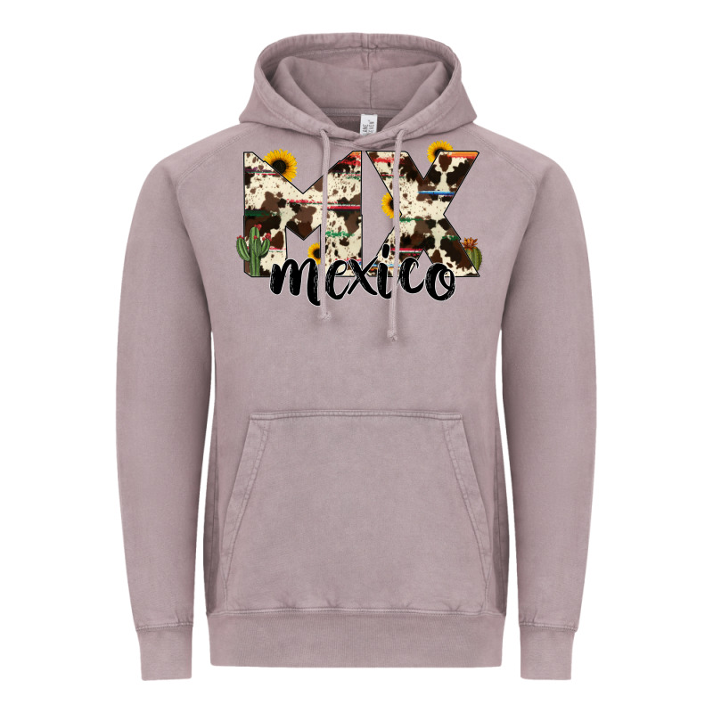 Mexico State Cowhide Serape Cactus Vintage Hoodie by RanaPortraitStore | Teevron