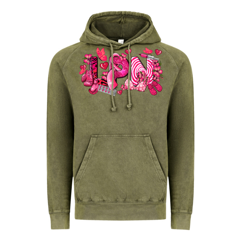 Lpn Breast Cancer Certified Nursing Assistant Vintage Hoodie by LillyAllenDesigns | Teevron