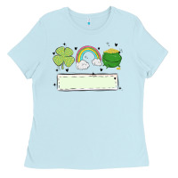 Baby Blue st patrick's trio name patch Ladies Tee - MaliasSmallBusiness