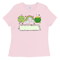 Bubblegum Pink st patrick's trio name patch Ladies Tee - MaliasSmallBusiness