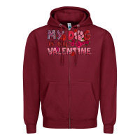 Burgundy my dog is my valentine Zipper Hoodie - OliviaCreatesArt