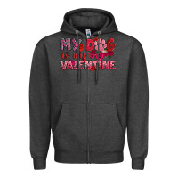 Charcoal Heather my dog is my valentine Zipper Hoodie - OliviaCreatesArt