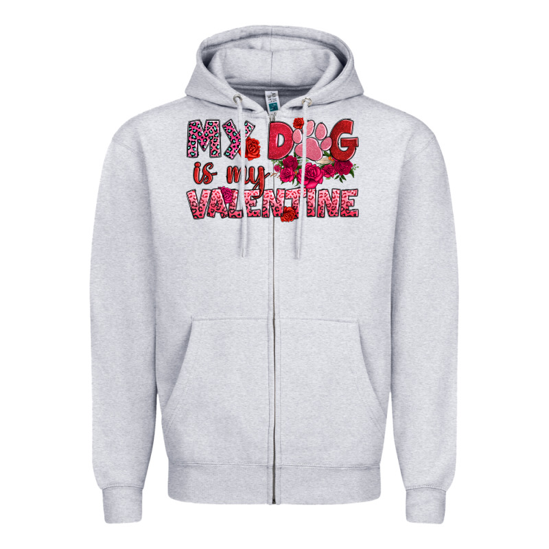 My Dog Is My Valentine Zipper Hoodie by OliviaCreatesArt | Teevron