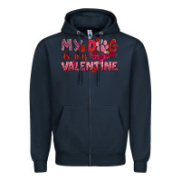 Navy my dog is my valentine Zipper Hoodie - OliviaCreatesArt